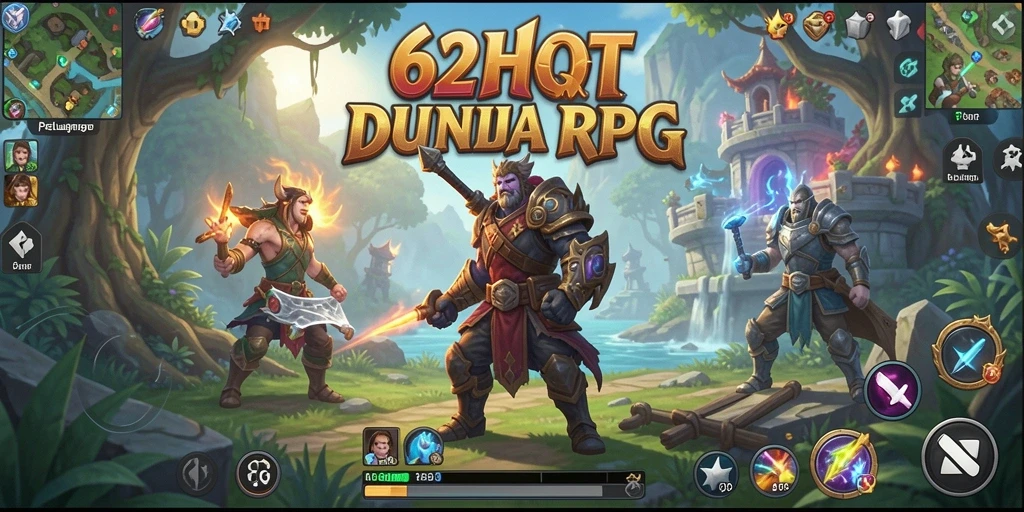 Tampilan gameplay menyerupai pertempuran epik dalam RPG.