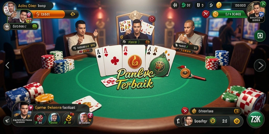 Screenshot menunjukkan para pemain asyik bermain Poker di 73K.