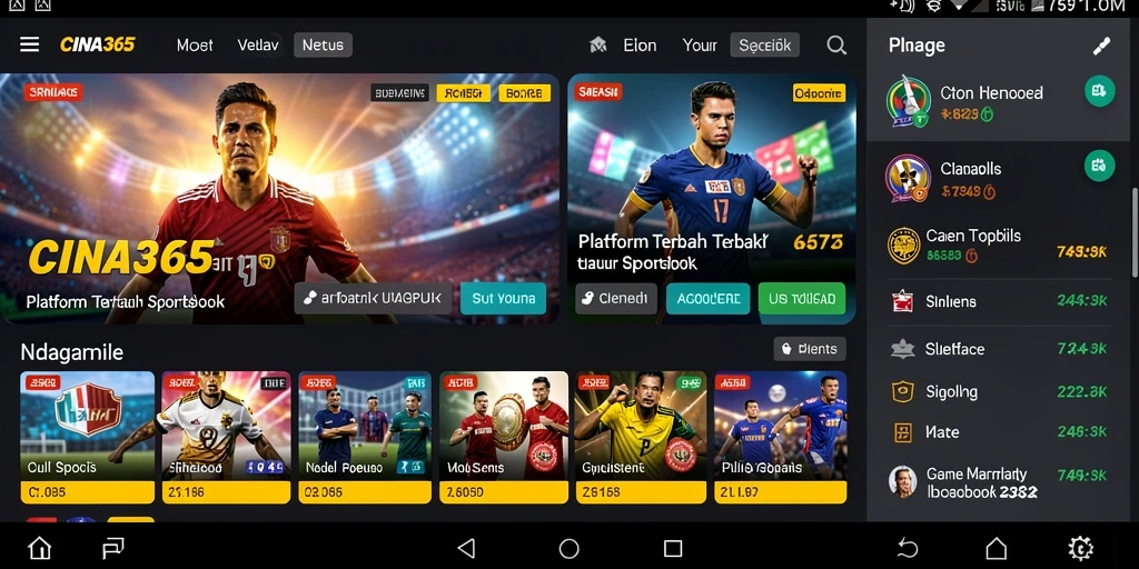 Screenshot CINA365 menampilkan antarmuka taruhan yang menarik.