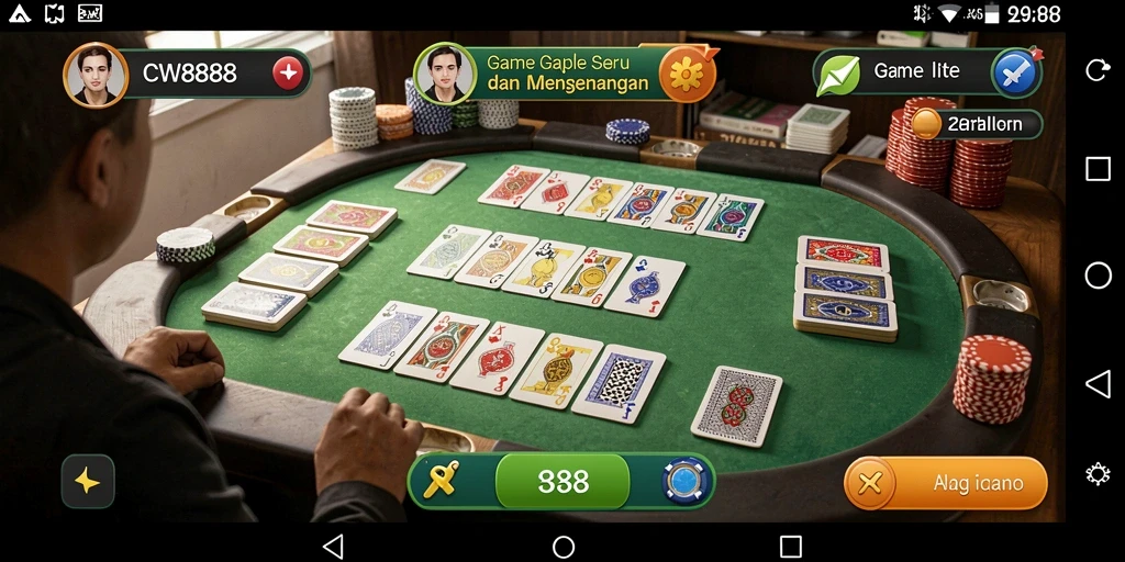 Tampilan gameplay Gaple yang menarik dan penuh warna.