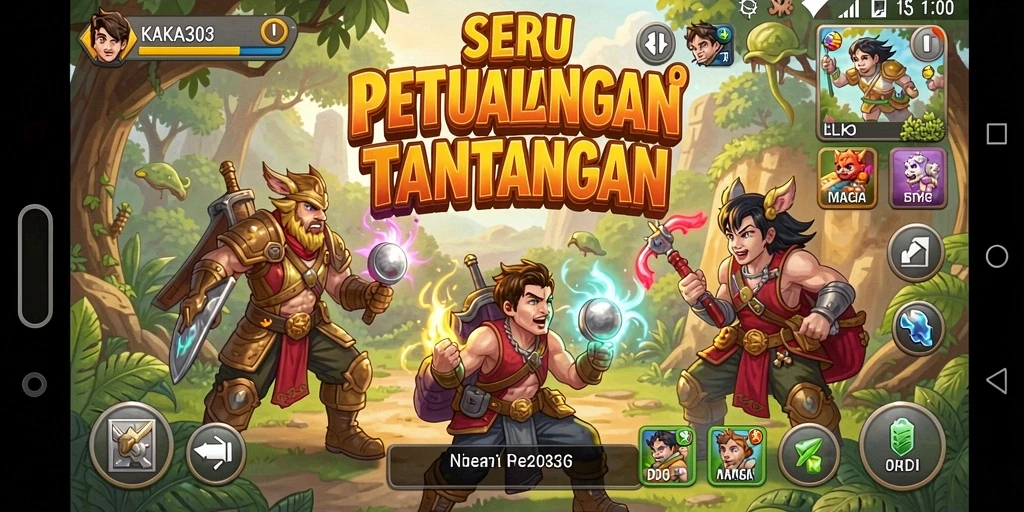 Tampilan utama gameplay KAKA303 yang penuh aksi dan petualangan.