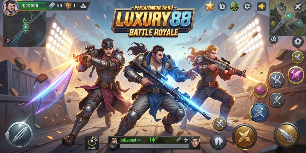 Screenshot menunjukkan aksi seru dalam pertarungan Battle Royale.