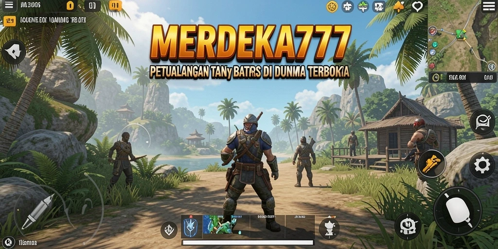 Screenshot menunjukkan pemain mengeksplorasi dunia terbuka yang luas.