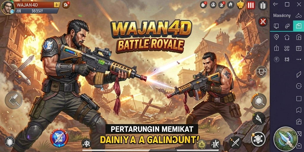 Screenshot gameplay WAJAN4D menunjukkan aksi seru dalam pertarungan Battle Royale.